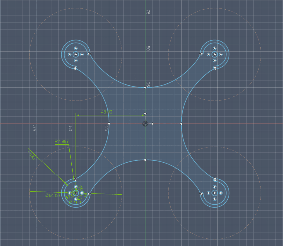 Render do frame custom do drone no Fusion 360